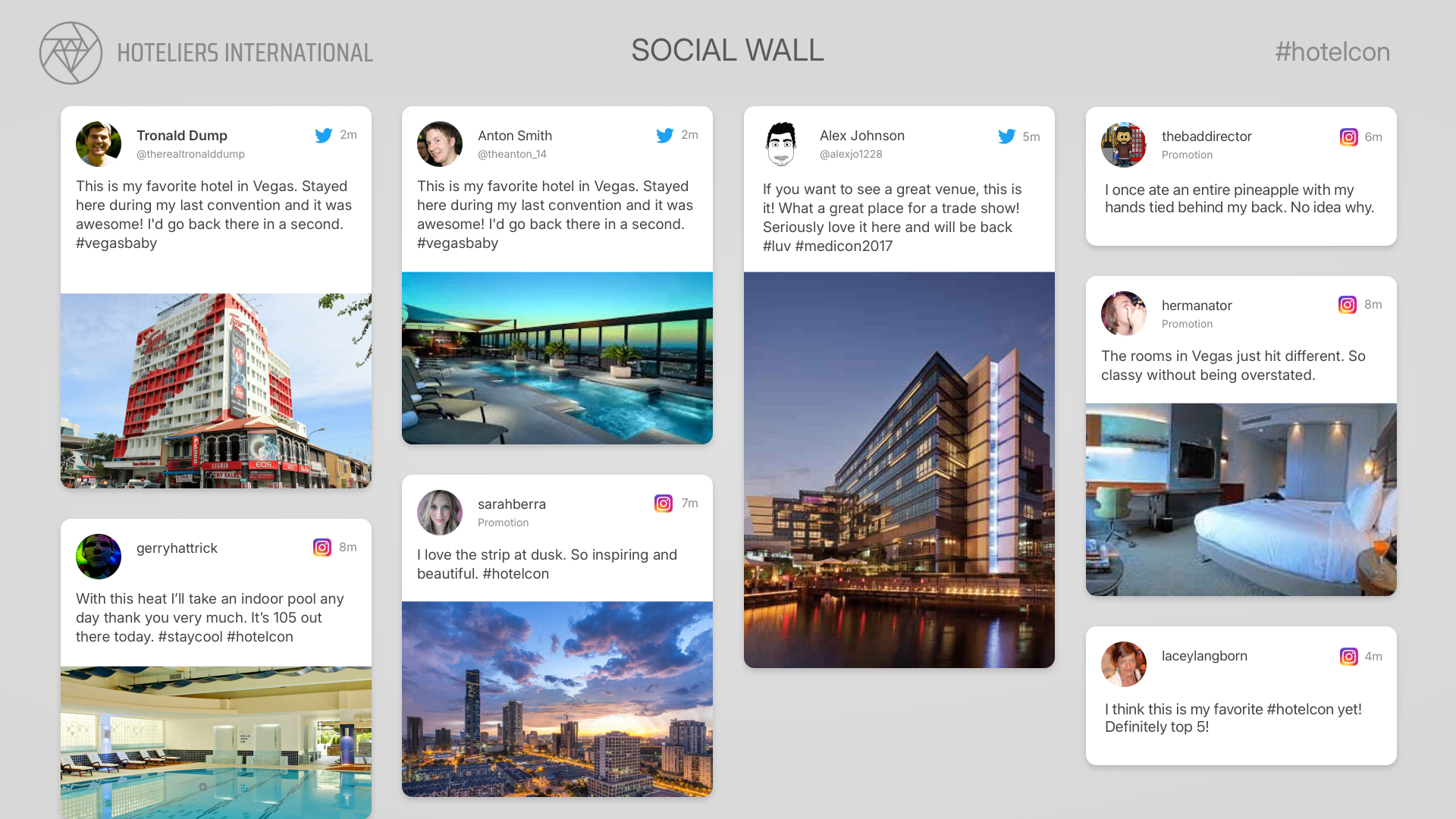 Social Wall — light theme with flip pattern